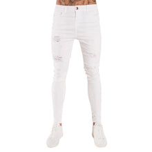 将图片加载到图库查看器,Mens Solid Color Jeans 2020 New Fashion Slim Pencil Pants Sexy Casual Hole Ripped Design Streetwear