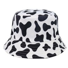将图片加载到图库查看器，FOXMOTHER New Fashion Reversible Black White Cow Pattern Bucket Hats Fisherman Caps For Women Gorras Summer

