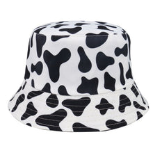 将图片加载到图库查看器，FOXMOTHER New Fashion Reversible Black White Cow Pattern Bucket Hats Fisherman Caps For Women Gorras Summer
